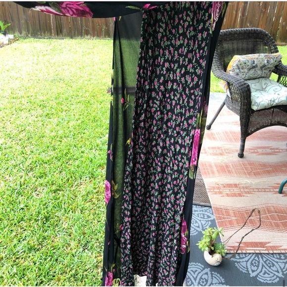 Vintage Y2K Sheer Floral layer Over Strappy Maxi Dress - Picture 6 of 10